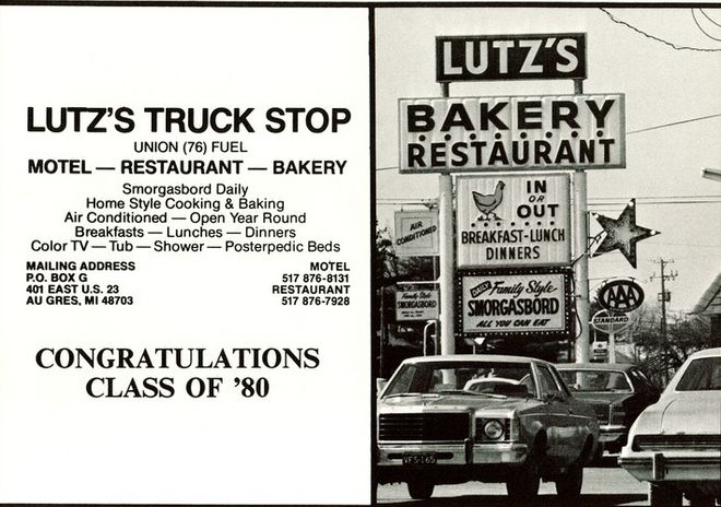 Lutzs Truck Stop and Motel - Tawas High School Yearbook 1980 (newer photo)